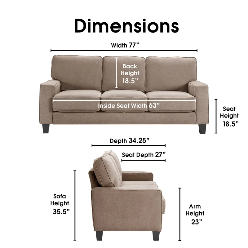Serta Palisades 80" Track Arm Fabric Sofa with Storage Soft Tan