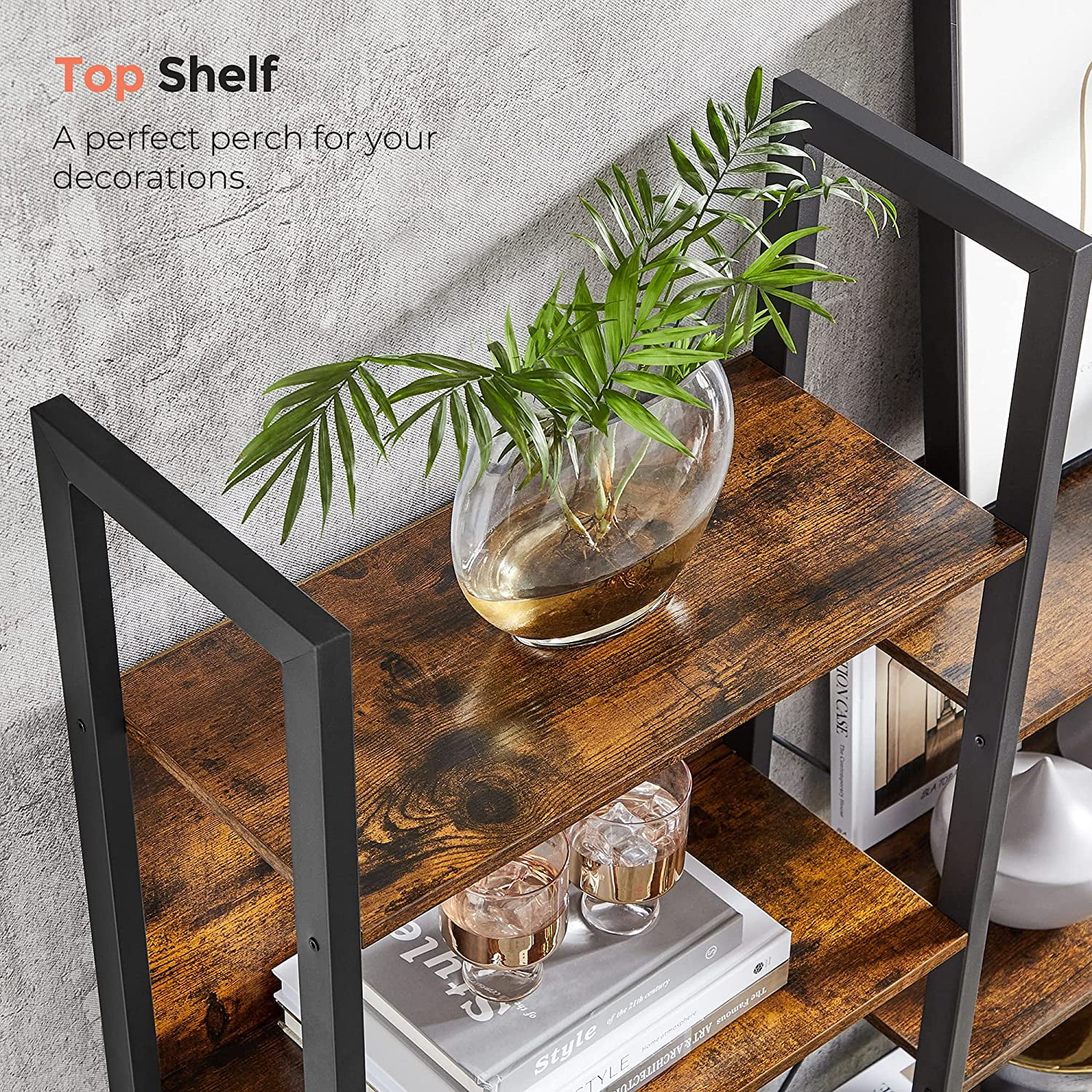 VASAGLE 5 Tier Large Bookcases and Bookshelves Triple Wide Bookshelf with 14 Storage Shelves Living Room Study Office Industrial Style Rustic Brown