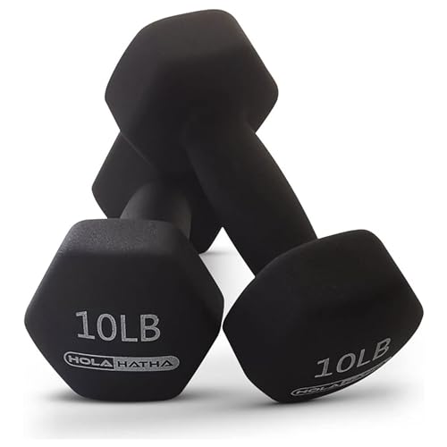 HolaHatha Neoprene Dumbbell Free Hand Weight Set with Rack, Ideal for Home Exercises to Gain Tone and Definition