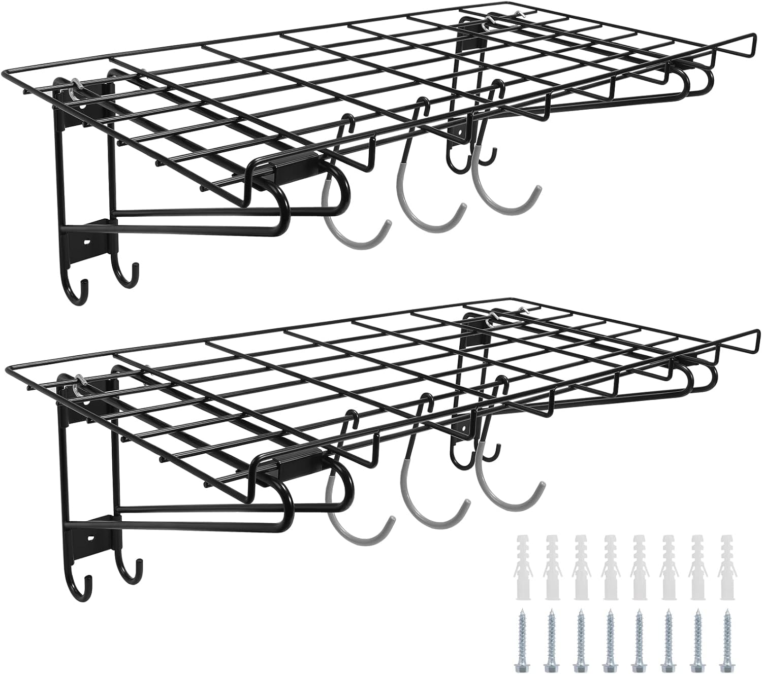 Garage Wall Shelving,2-Pack 1.5x3 ft,Includes 6 Bike Hooks,Garage Wall-Mounted Shelving,Garage Wall Shelving Heavy Duty
