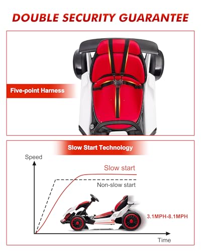 24V Go Kart for Kids 6-12 Year Old,Child Electric Drift Go-Kart with Music Mode,Electric Drifting Go Cart with Powerful Motor for 6+ Years Kid