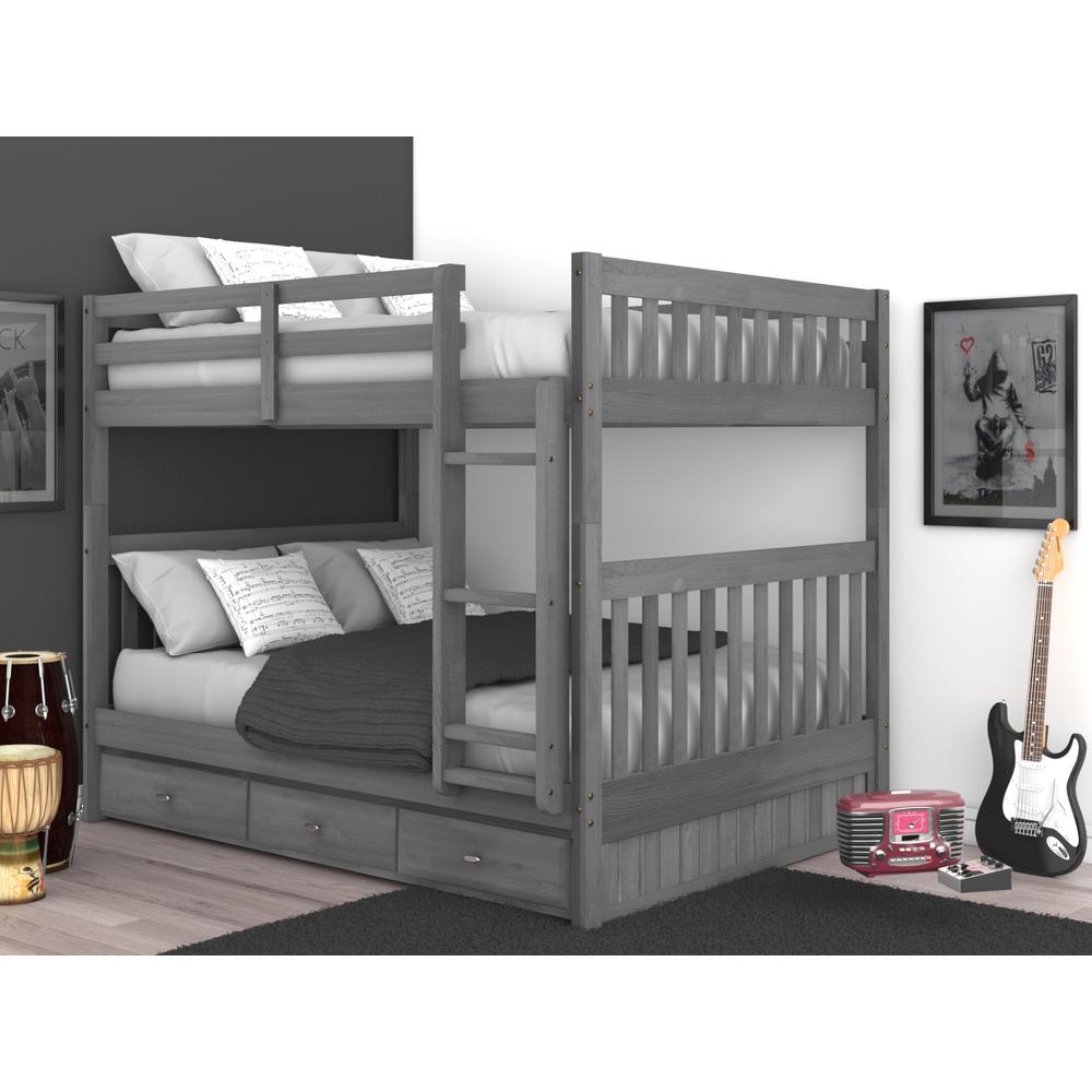 American Furniture Classics 3-drawer Wood Full over Full Bunk Bed in Charcoal