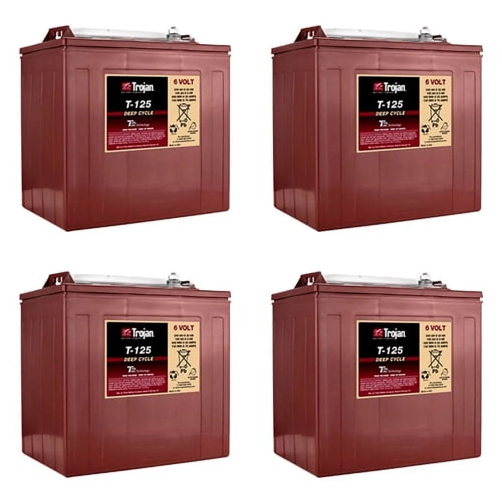 Trojan T-125 6V 240Ah Flooded Lead Acid GC2 Deep Cycle Battery x 4