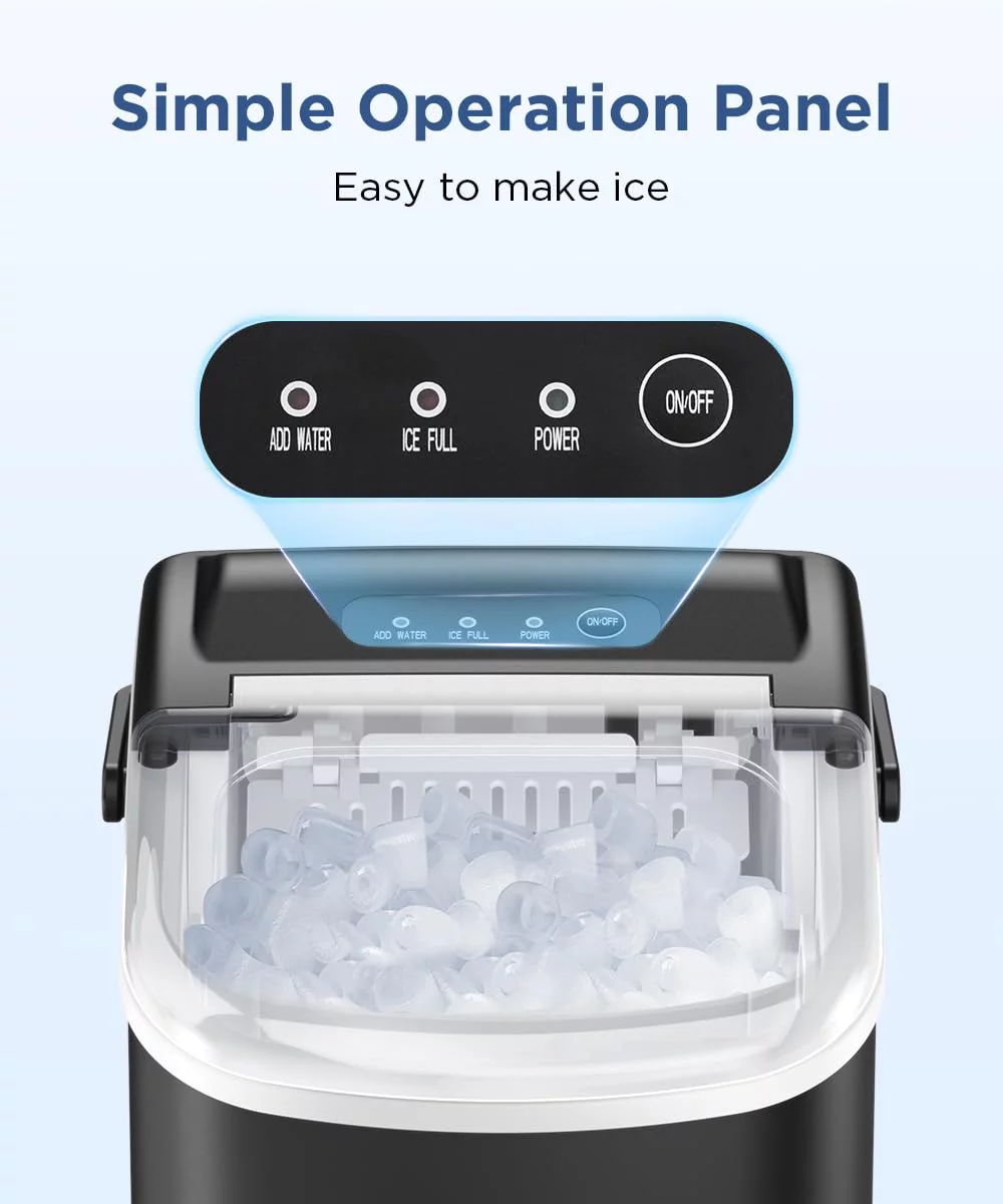 COWSAR Ice Maker Countertop, Portable Ice Machine with Self-Cleaning, 26.5lbs/24Hrs, 9 Bullet Ice Cubes in 6 Mins, Ice Basket and Scoop