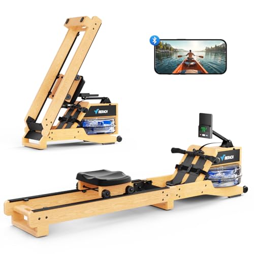 MERACH Water Rowing Machines for Home, Foldable Row Machine with 400LBS Weight Capacity, Dedicated Monitor and Comfortable Seat