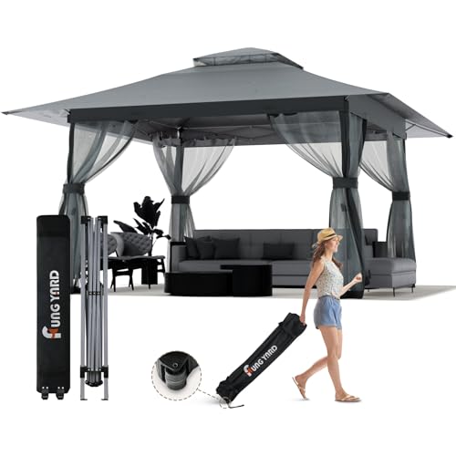 Outdoor Pop Up Gazebo 10x10 - Instant Canopy Tent with Mosquito Nettings