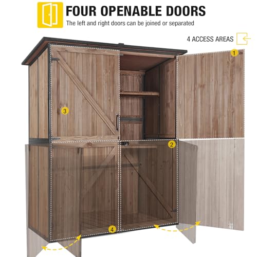 Aivituvin Outdoor Storage Shed Upgraded with Strong Metal Frame Garden Tool Shed Storage House Cabinet with Adjustable Shelfs and Wooden Floor 4.6 x