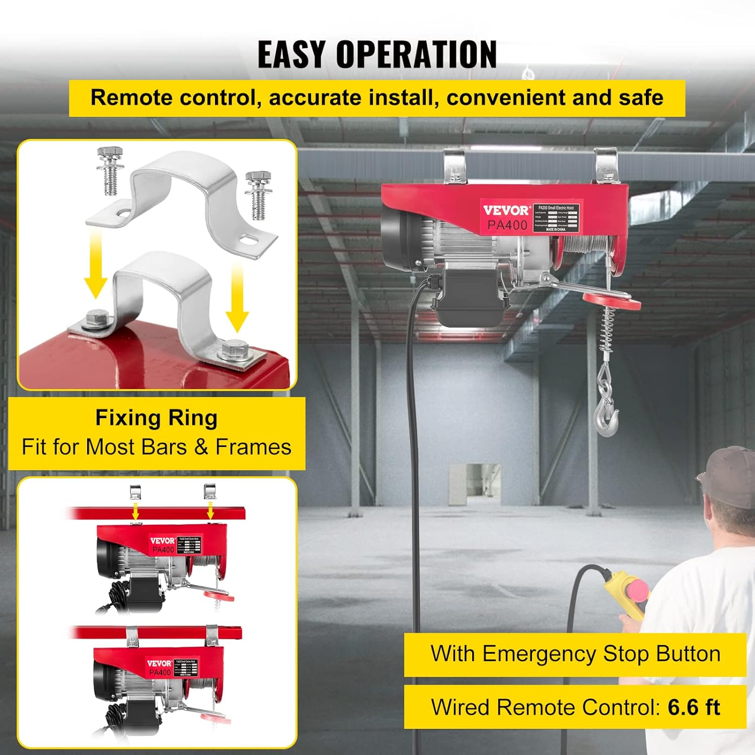 VEVOR Electric Hoist, 880LBS Electric Winch, Steel Electric Lift