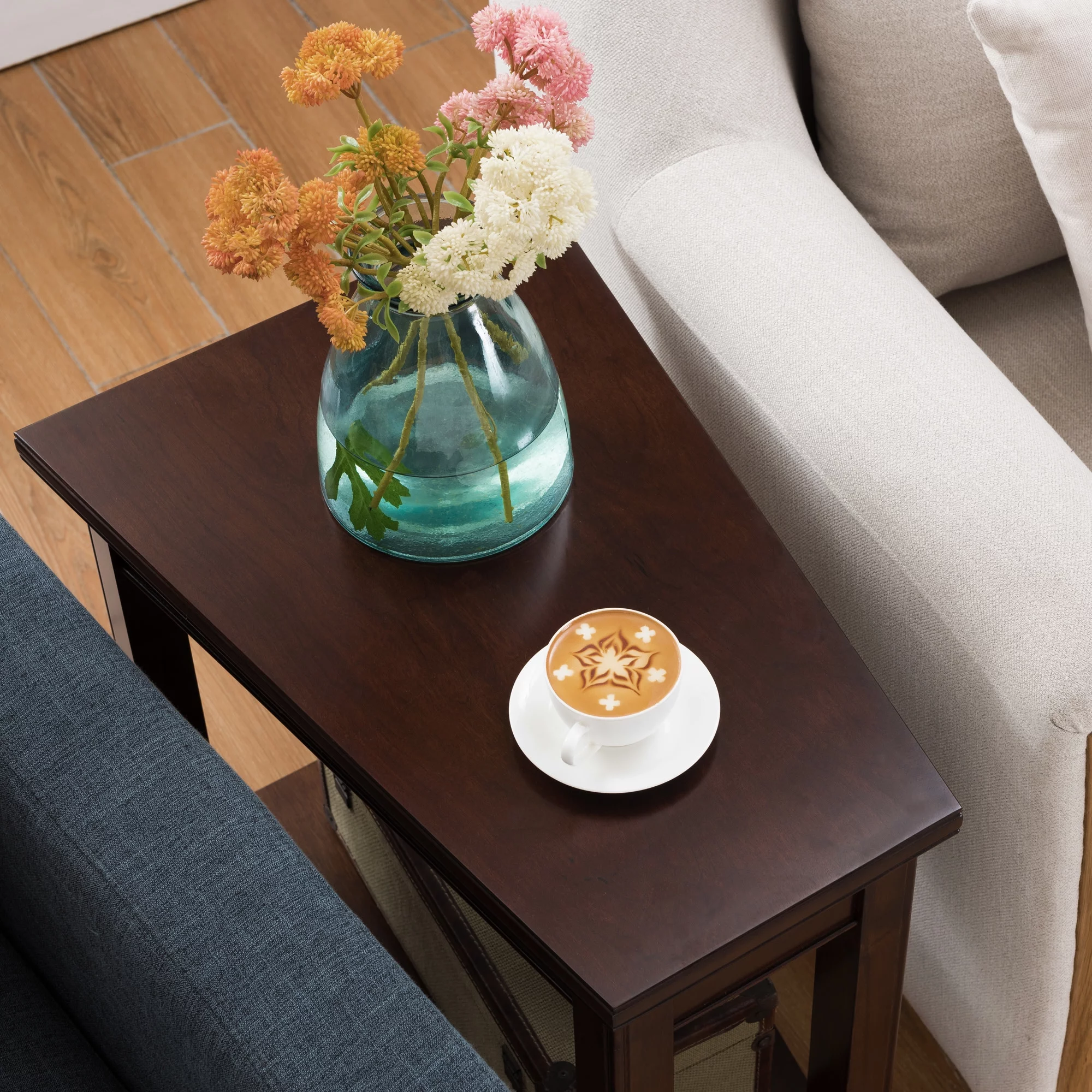 Laurent Recliner Wedge Table in Chocolate Cherry