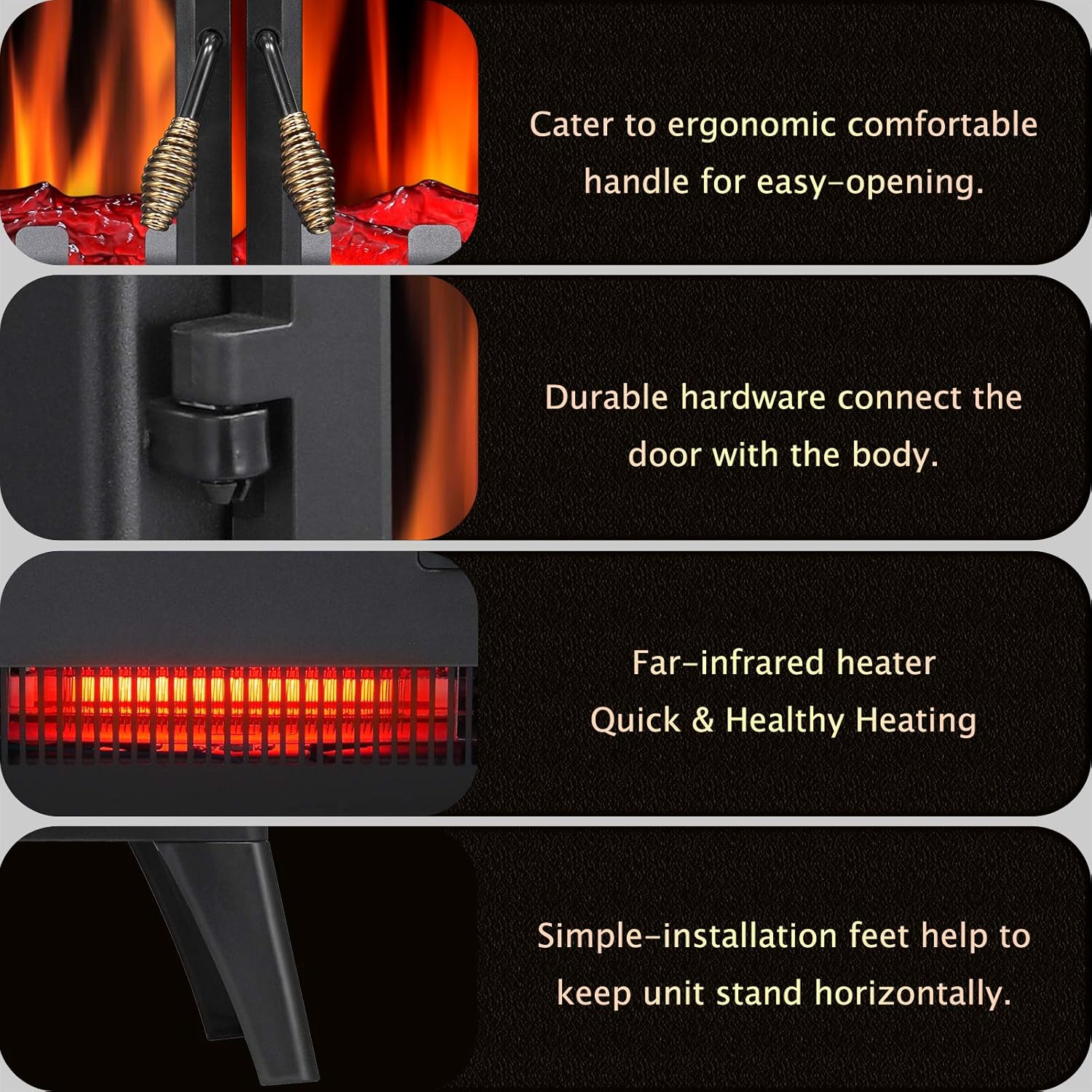 Antarctic Star 3D Infrared Electric Fireplace Stove, Freestanding Fireplace Heater Adjustable Brightness,Portable,Thermostat,Overheating Protection