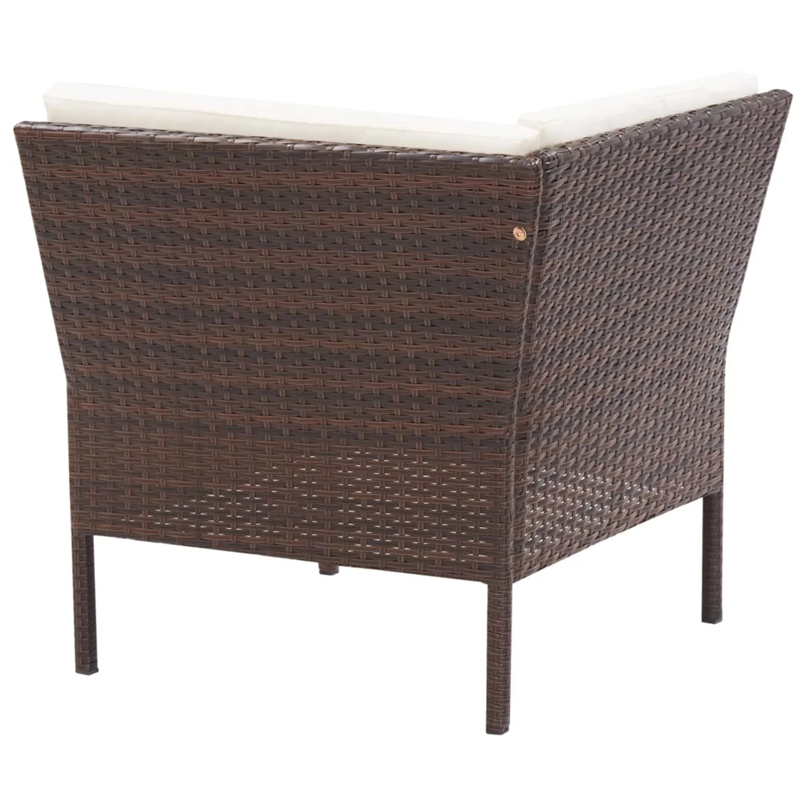Dcenta 6 Piece Outdoor Conversation Set White Cushioned Corner with 4 Center Sofas and Coffee Table Brown Poly Rattan Patio Sectional Set for Garden