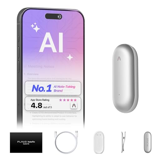 AI Voice Recorder, PLAUD NotePin Voice Recorder, App Control, AI Notetaker, AI Transcribe & Summarize, Support 112 Languages, 64GB Memory