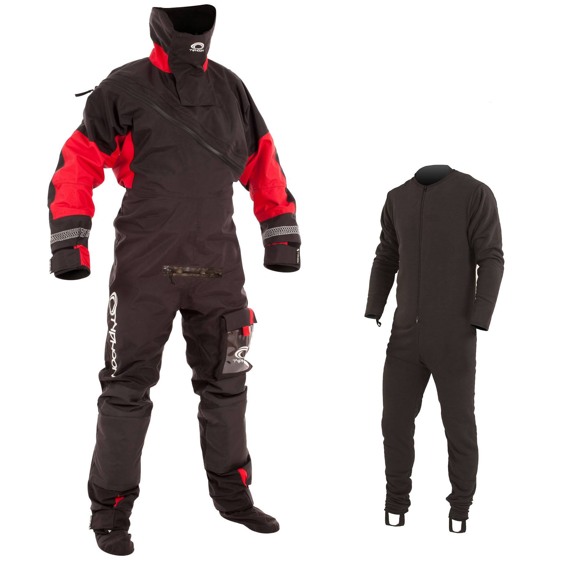 Typhoon Max B Drysuit Black/Red C/W Con Zip 2021 - Incl Undersuit