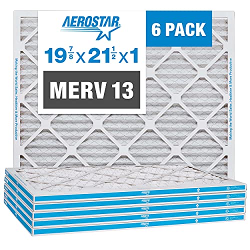 Aerostar 16x25x1 MERV 13 Pleated Air Filter, AC Furnace Air Filter, 6 Pack (Actual Size: 15 3/4" x 24 3/4" x 3/4")
