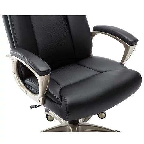 JIAH Bonded Leather Big & Tall Executive Office Computer Desk Chair, 350-Pound Capacity, Black, 29.5"D x 27.25"W x 47"H