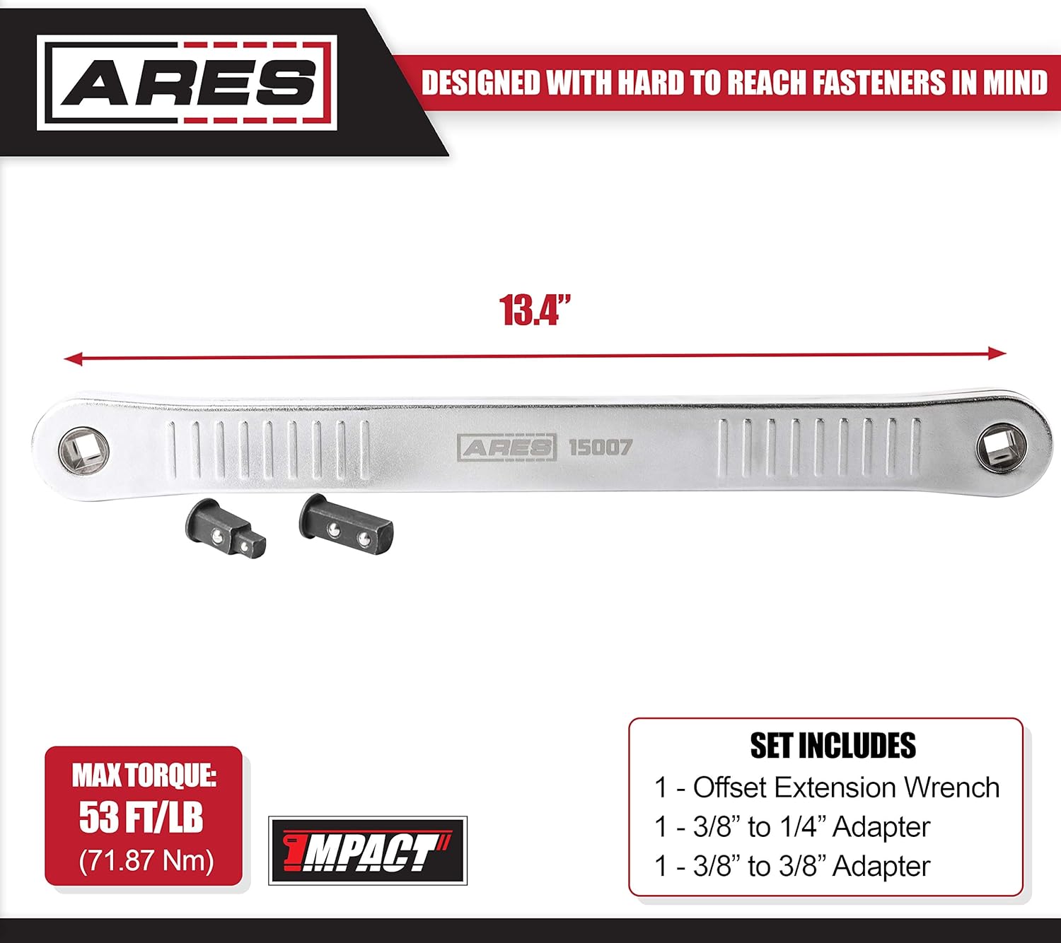 ARES 15008 - Impact Ready Offset Extension Wrench & Low Profile Socket Set
