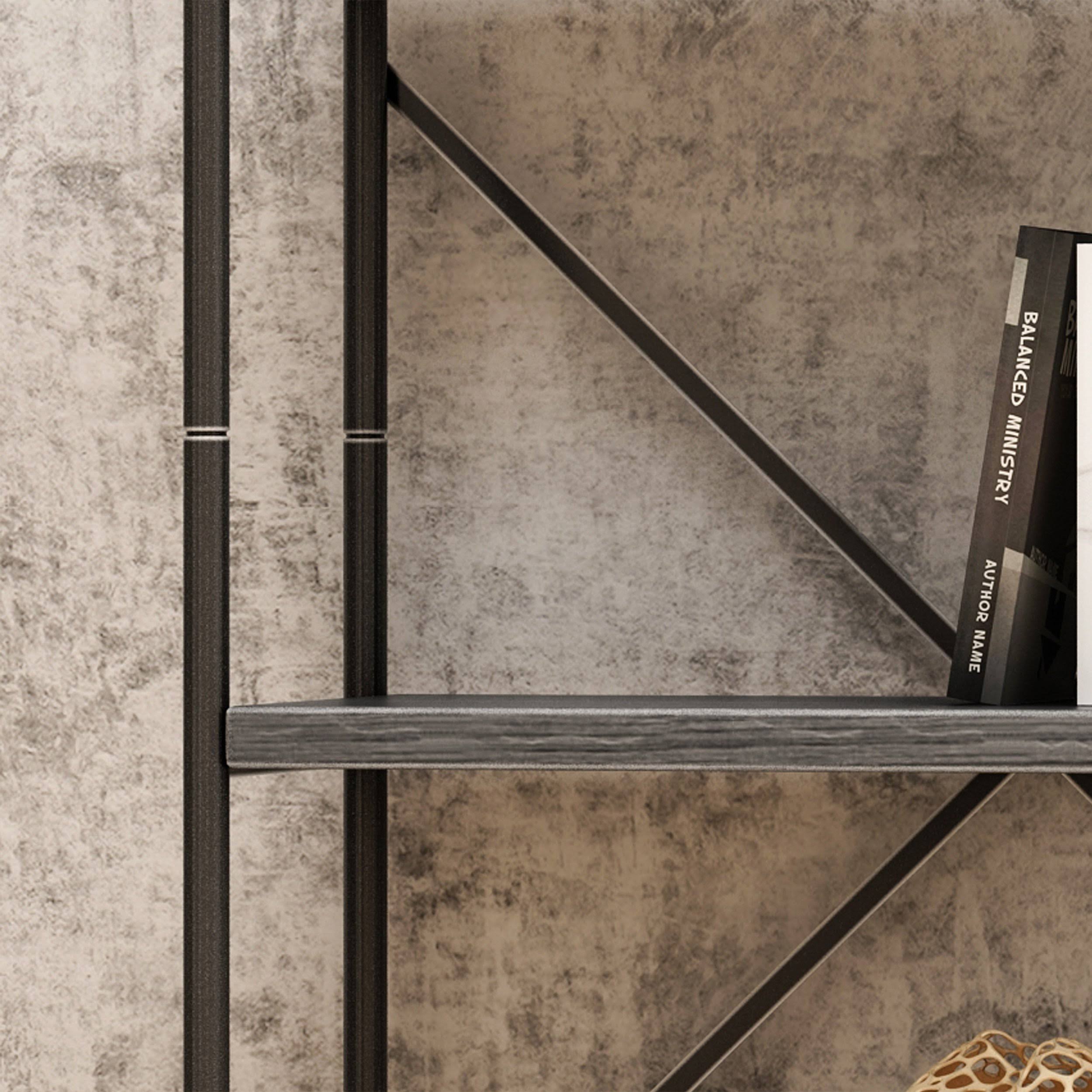 Scilla 5-Shelf Wood u0026 Metal Etagere Bookcase Dark Walnut