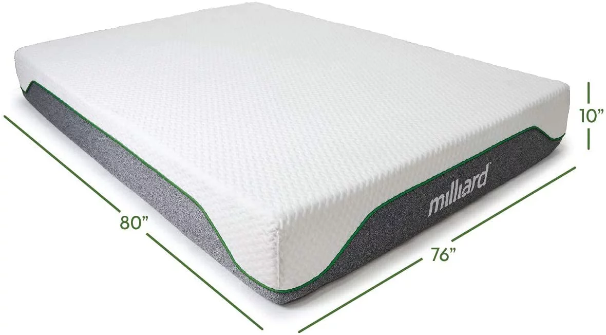 Milliard 10 inch Firm Memory Foam Mattress Bed-in-a-Box/Pressure Relieving, Classic (Queen)