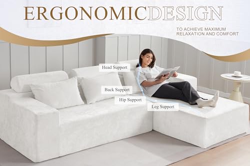HABUTWAY 105" L-Shape Modular Sectional Sofa Couch for Living Room,No Assembly Required,Modular Comfy Sofa with Deep Seat for Living Room Bedroom