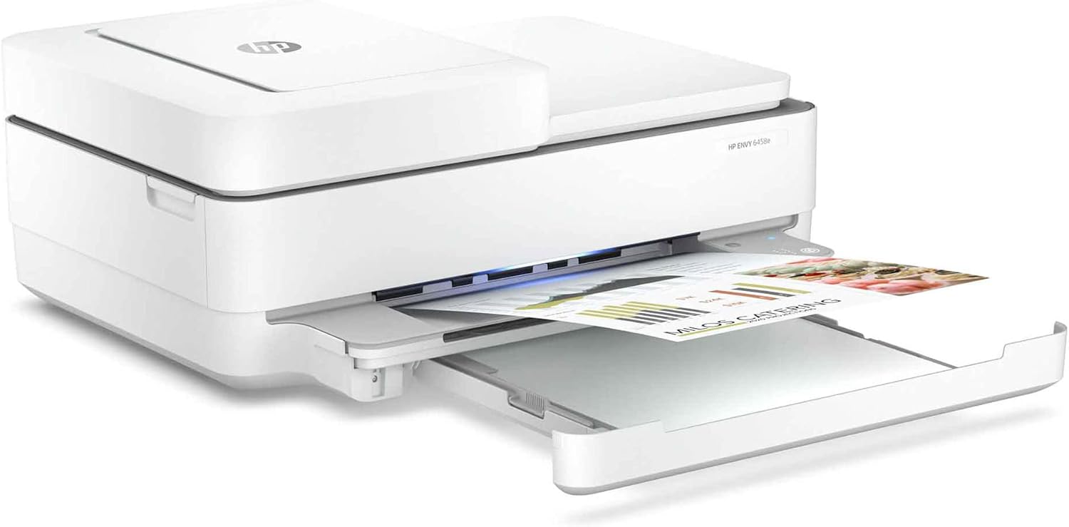 HP Envy 64 58e All-in-One Wireless Color Inkjet Printer for Home Office, White- Print Copy Scan - 10 ppm, 4800 x 1200 dpi, Auto 2-Sided Printing
