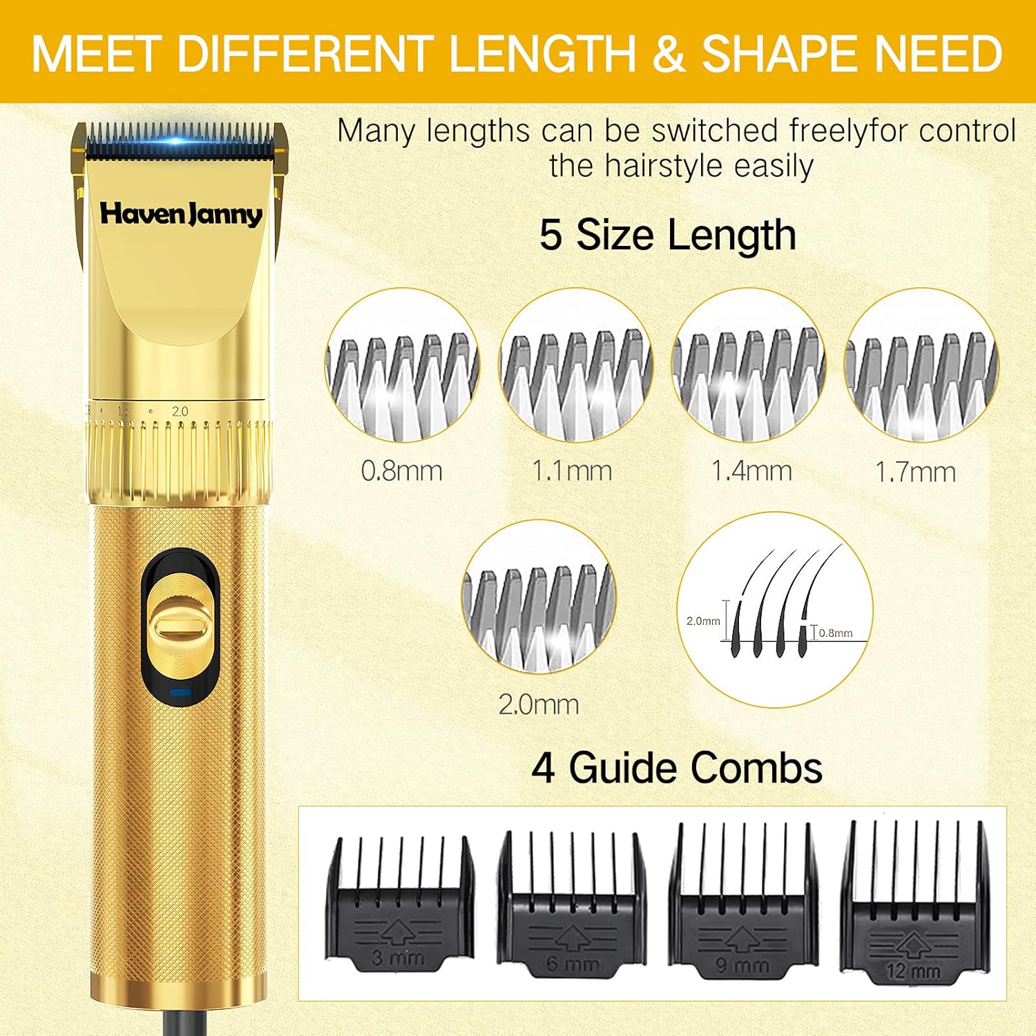 Dog Clippers 12V High Power, Plug-in Dog Hair Trimmer Set
