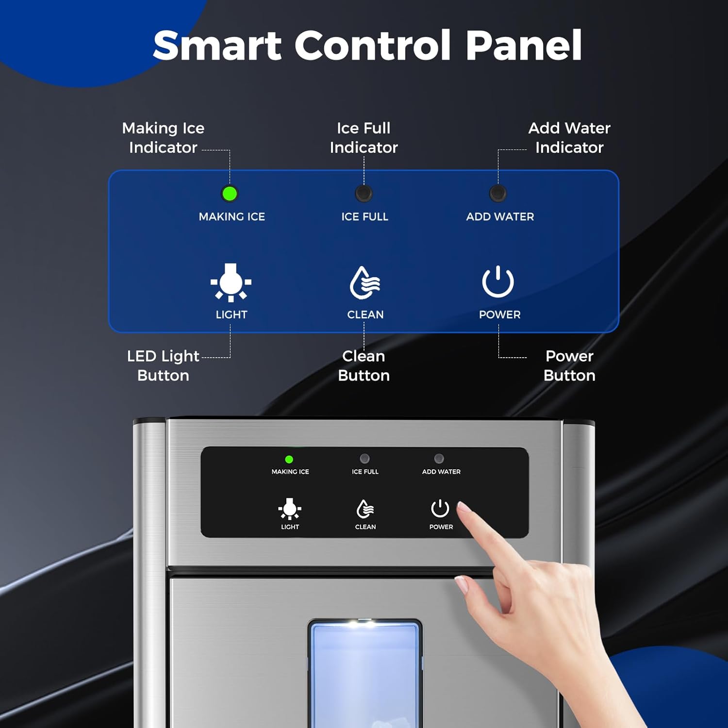 COSTWAY Nugget Ice Maker Countertop, 40 Lbs/24H Soft Ice, Pebble Ice Maker with Self-Cleaning Function, LED Light, Manual and Auto Water Refill