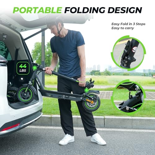 isinwheel Electric Scooter Adults, 38/32 Miles Range & 28/21 MPH Powered by 1000/800W Motor, 10" Pneumatic Tires