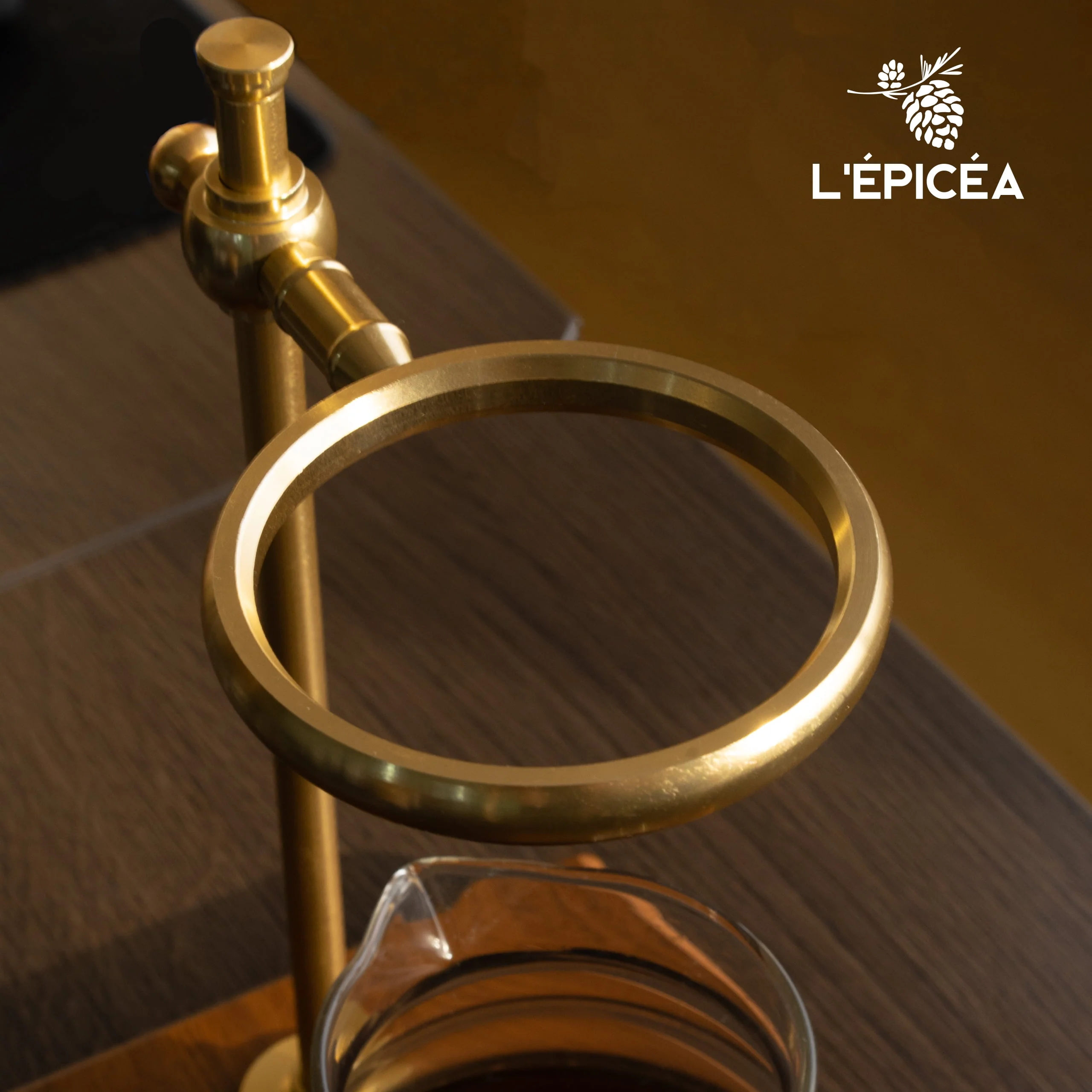 L'ÉPICÉA Pour over Coffee Maker Set,Stainless Steel Stand, Wooden Base, Glass Coffee Dripper
