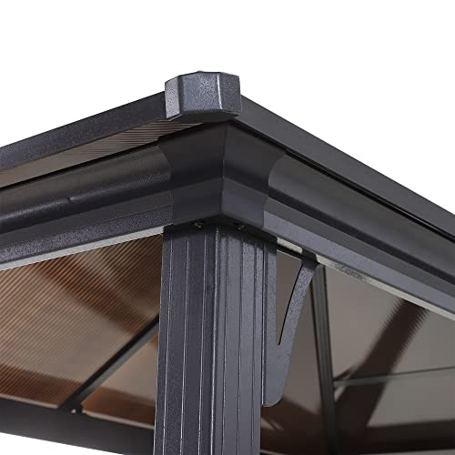 Outsunny 9' x 5' Grill Gazebo, Hardtop BBQ Gazebo Canopy with 2-Tier Polycarbonate Roof, Shelves Serving Tables and Hooks