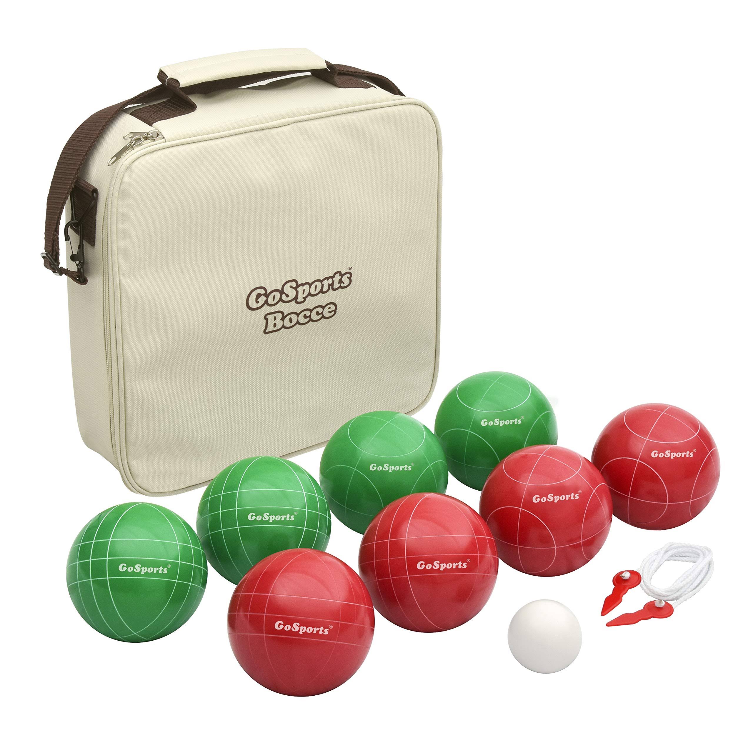 Gosports Premium 100mm Official Regulation Size Bocce Set with 8 Balls, Pallino, Case, and Measuring Rope
