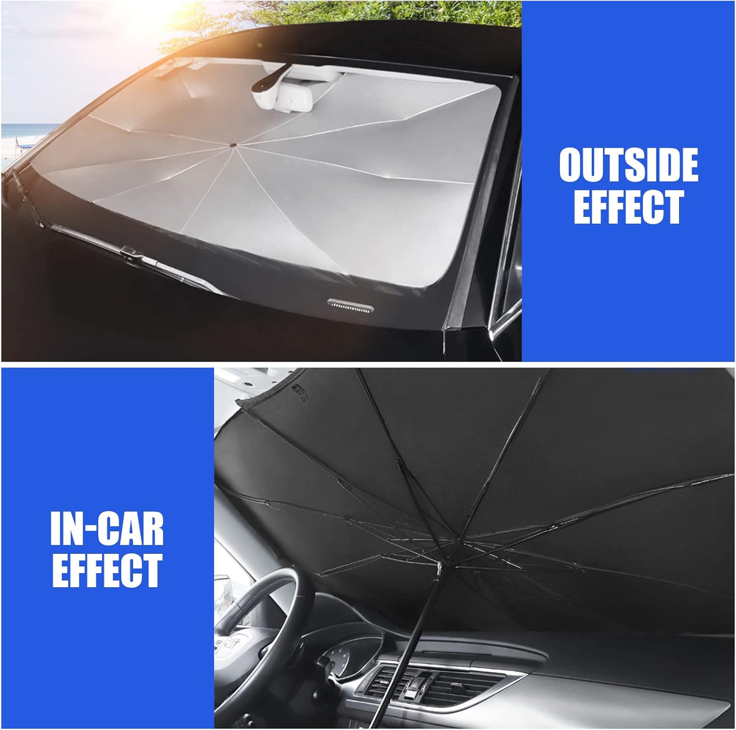 Pack-1 Car Windshield Sun Shade Umbrella, Foldable Sun Visor Protector, Keep Your Car Cool Heat Shield, Car Accessories