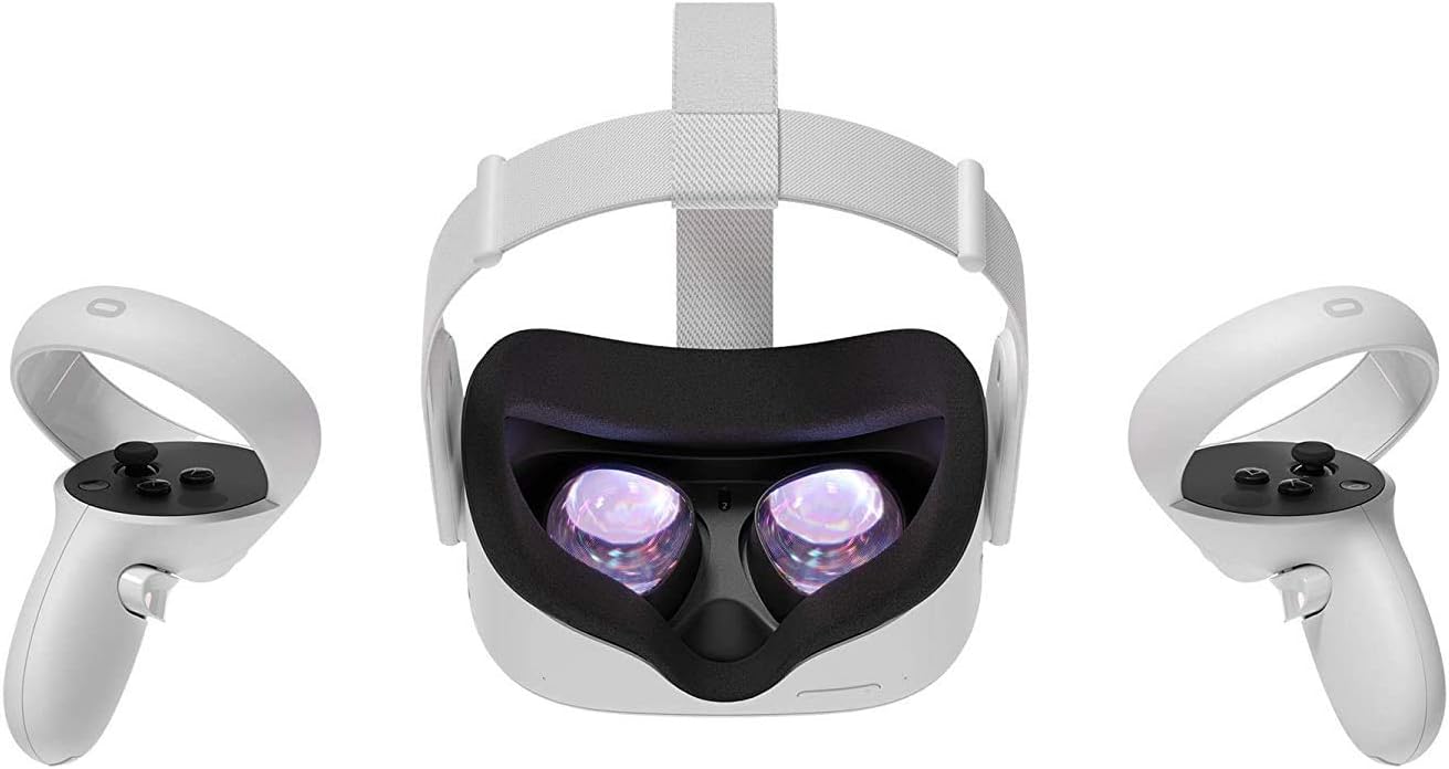 Oculus Quest 2 128gb Advanced All-in-One Virtual Reality VR Gaming Headset with Silicone Face Covers (Renewed)