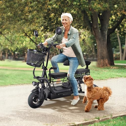 Electric Tricycle for Adults, Foldable Ebike for Seniors with 3 Seats and Storage Baskets for Shopping, 400W 48V Electric Trike up to 18 MPH