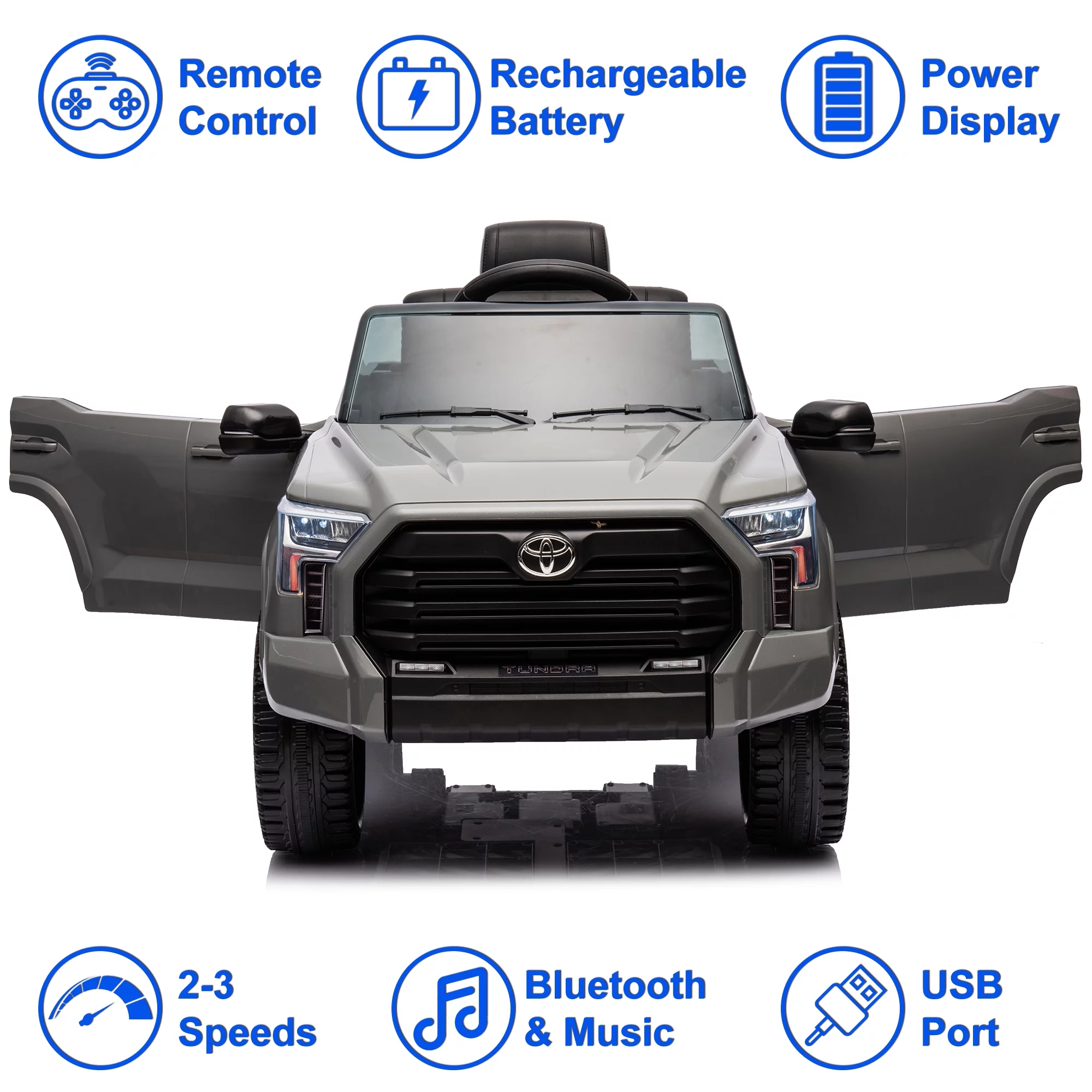 12 V Kids Ride on Car Officially Licensed Toyota Tundra Pickup, Battery Powered Toy Electric Car w/Remote Control, MP3, Bluetooth, LED Light