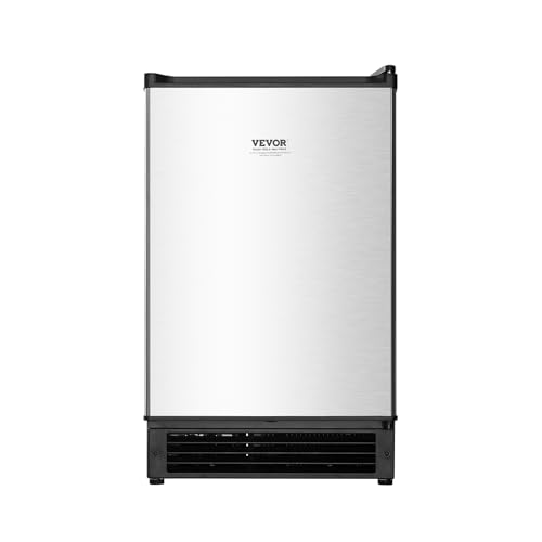 VEVOR Under Counter Ice Maker Machine, Crescent Ice, 25 Lbs/Day Stainless Steel Built in Ice Maker with Reversible Door