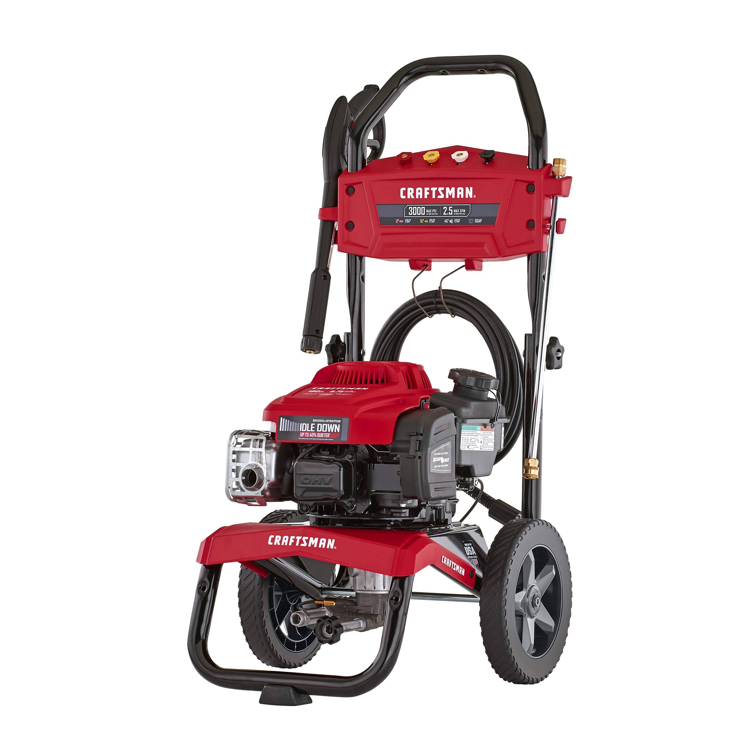 Craftsman 3000 Max PSI at 2.1 GPM GAS Pressure Washer with Ready Start, Idle Down Technology, 25-Foot Hose, and 4 Quick-Connect