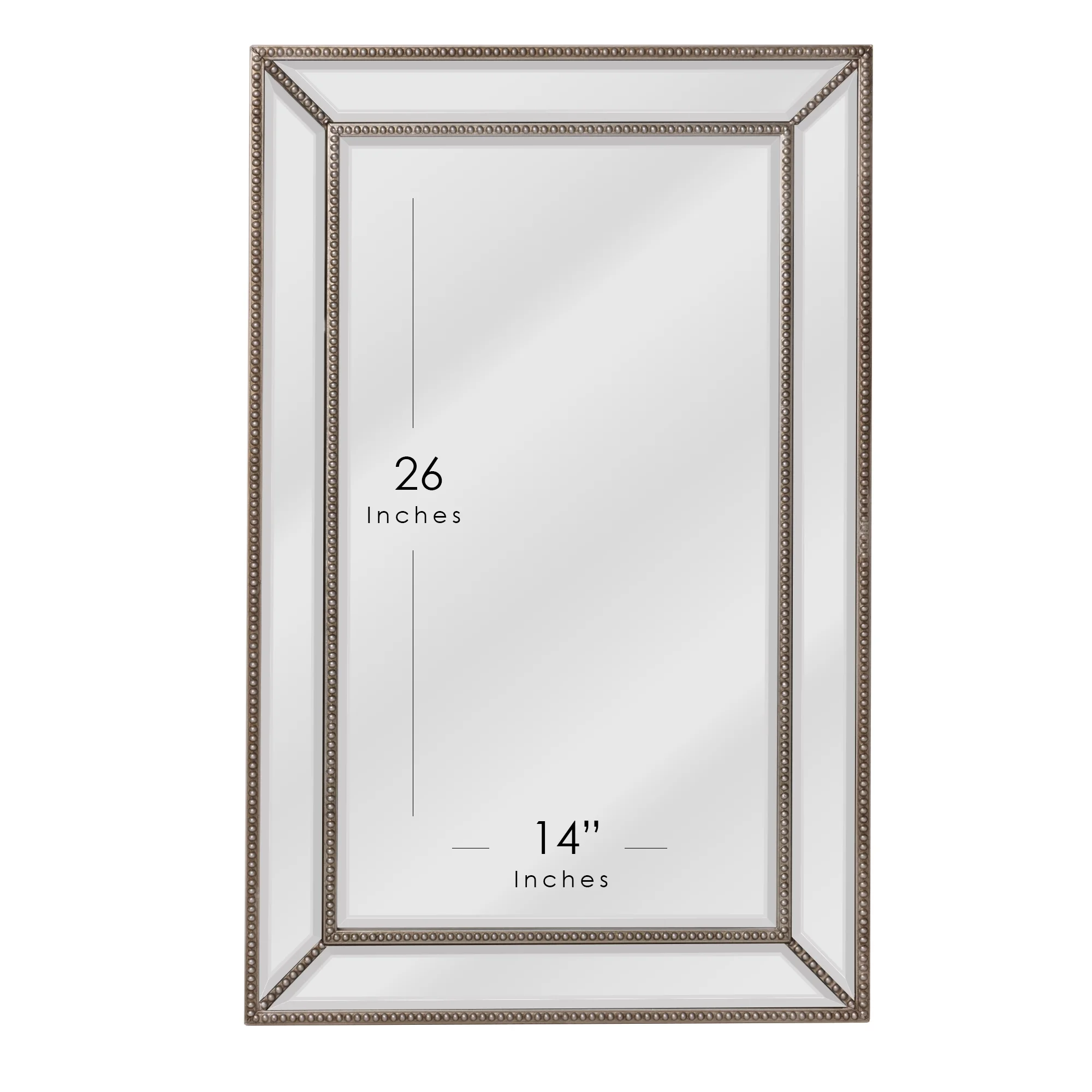 Head West Champagne Silver Metro Beaded Glass Framed Vanity Mirror - Rectangle Mirror for Bathroom & Living Room