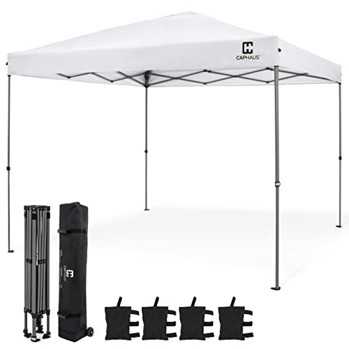 CAPHAUS 12ft x 12ft Patented One-Push Pop Up Outdoor Canopy Tent, Heavy-Duty Commercial Grade w/Central Lock