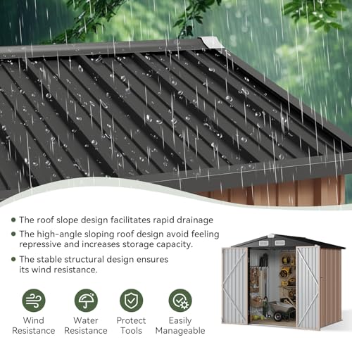 Aoxun 6.2x4 FT Shed Outdoor Storage Shed Metal Garden Shed with Lockable Doors & Slooping Roof Tool Shed Bike Shed for Backyard, Patio