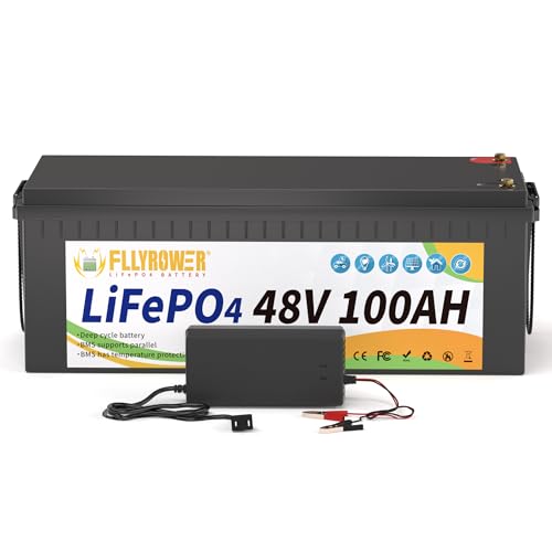 FLLYROWER 12V Lithium Battery 100AH With BMS and 16500 Deep Cycles 12V 100AH Lifepo4 Battery Grade A Cells for Marine Trolling Motor RV camping Solar