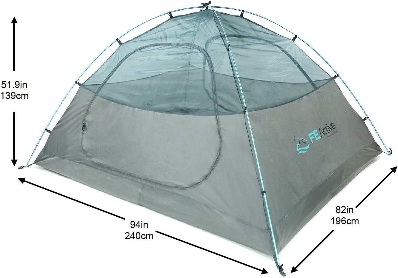 FE Active 4 Person Tent - Four Season 3-4 Man with 3000mm Waterproof Rip-Stop, Full Rainfly, Aluminum Poles Adult Tent for All Year Camping