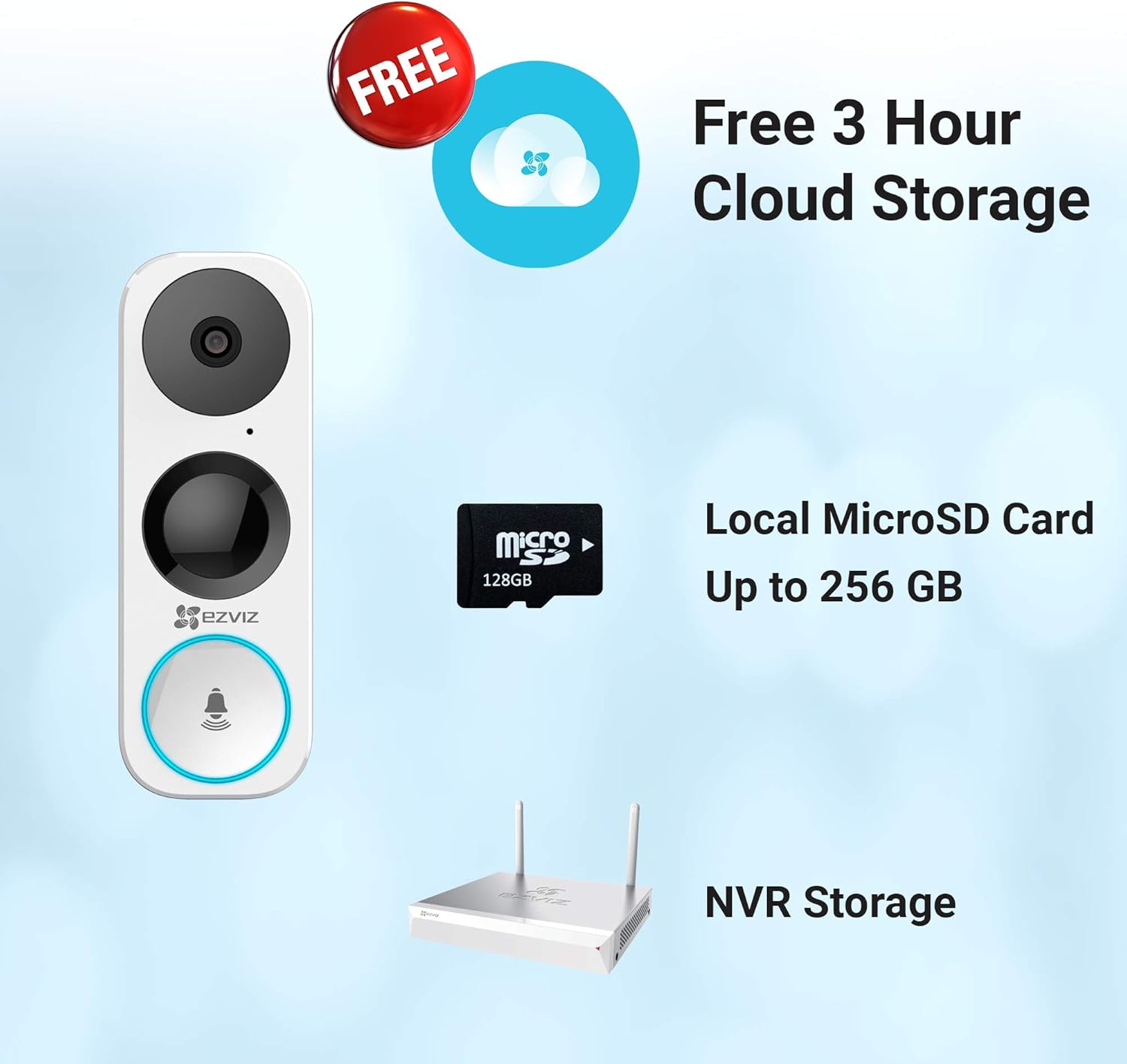 EZVIZ Doorbell Camera, Wired WiFi Video Doorbell, Night Vision, Two-Way Talk, PIR Motion Detection, Weather Proof
