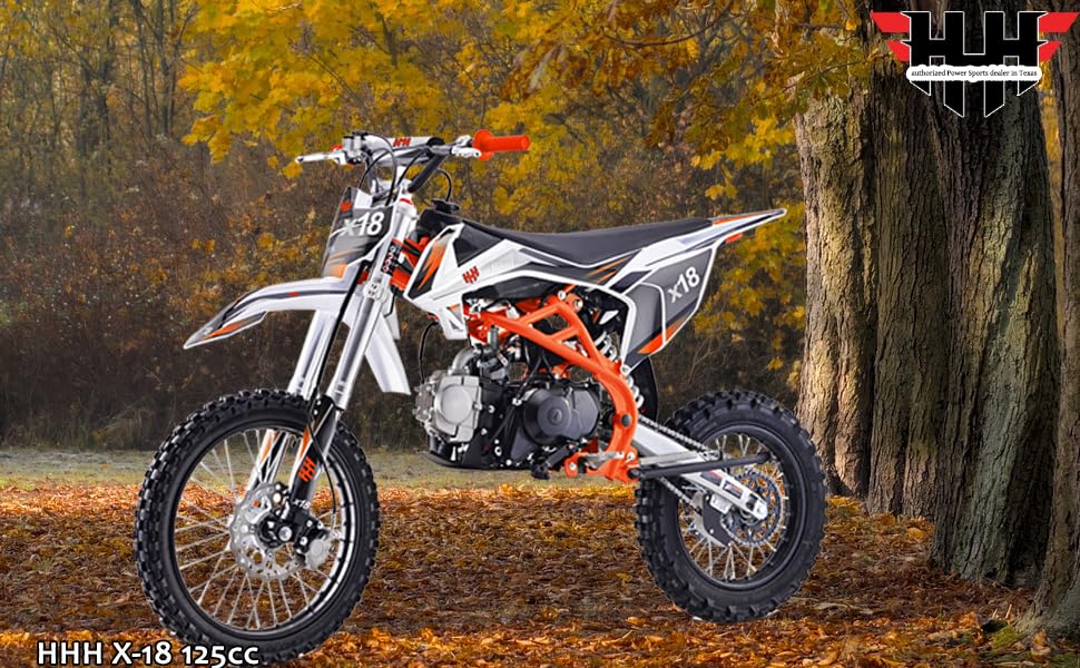 HHH 125cc Dirtbike X18 Dirt Bike DB X18 Racing DB18 Dirtbike 125cc 4 Speed Manual Clutch and Big Size Tires 17/14 inches