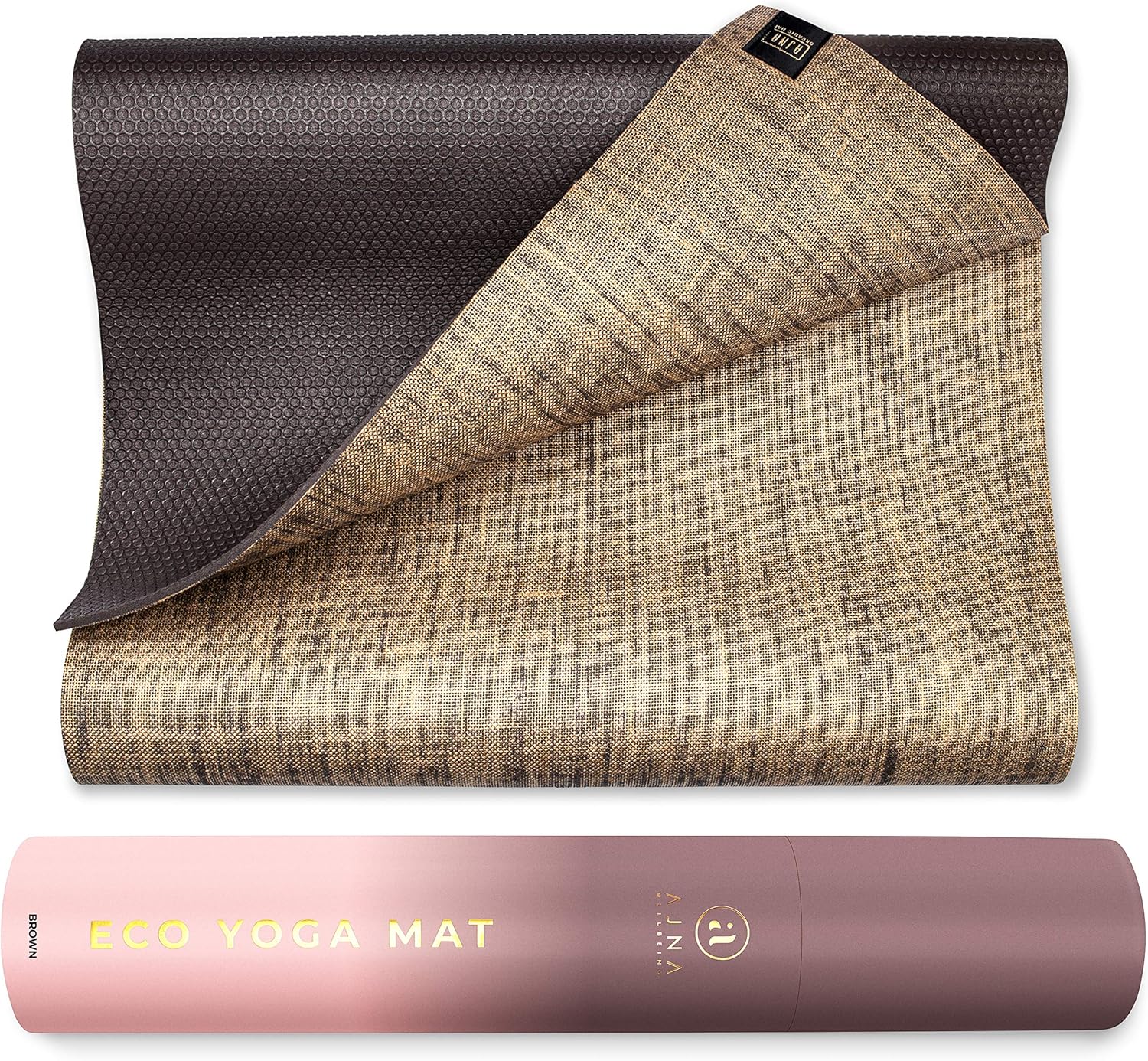 Ajna Organic Yoga Mat - Natural Jute Yoga Mats - Large Non Slip Eco Friendly Yoga Mats with Carrying Strap - Reversible Jute PER