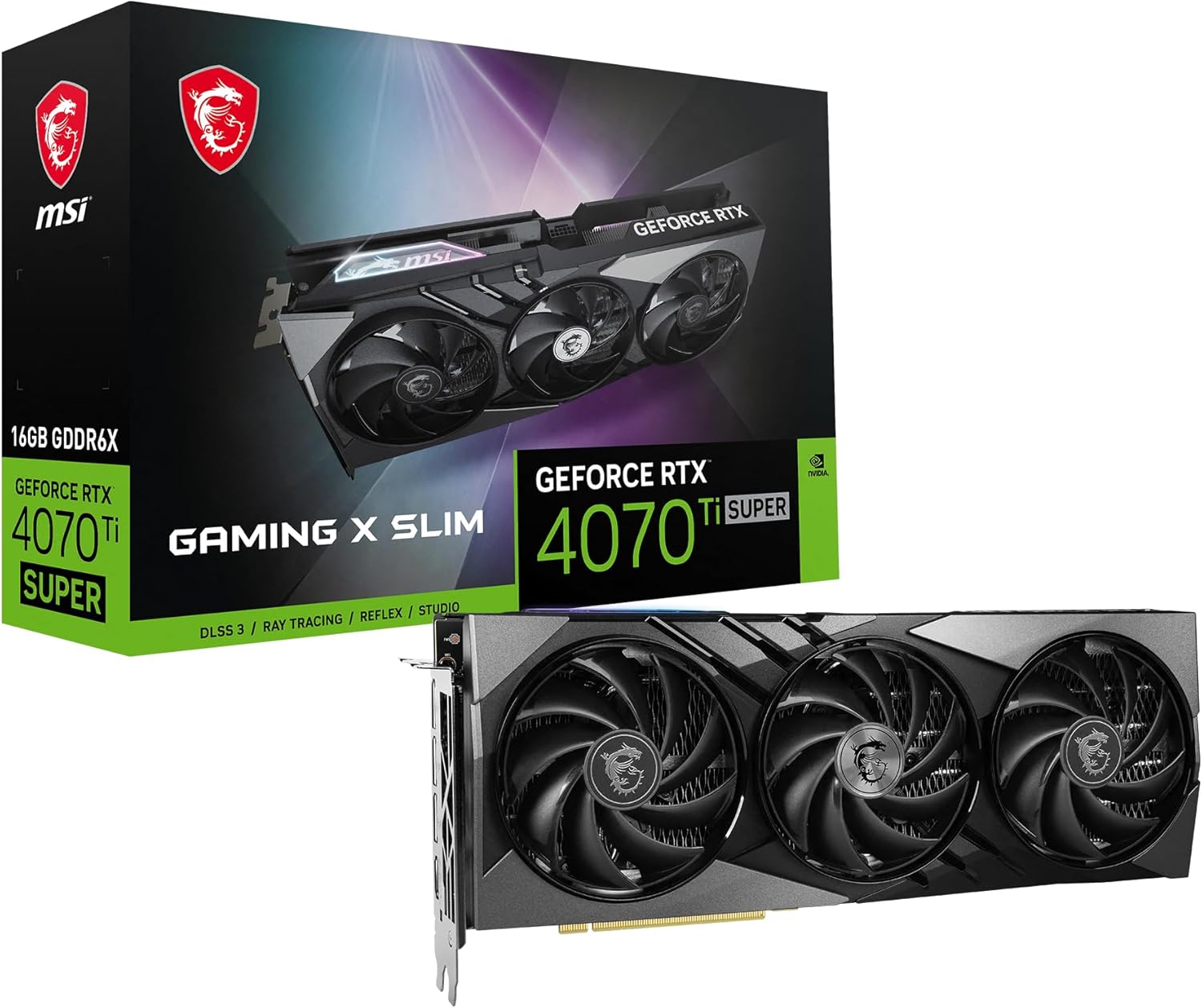 MSI Gaming RTX 4070 Ti Super 16G Gaming X Slim Graphics Card (NVIDIA RTX 4070 Ti Super, 256-Bit, Extreme Clock: 2685 MHz, 16GB GDRR6X 21 Gbps