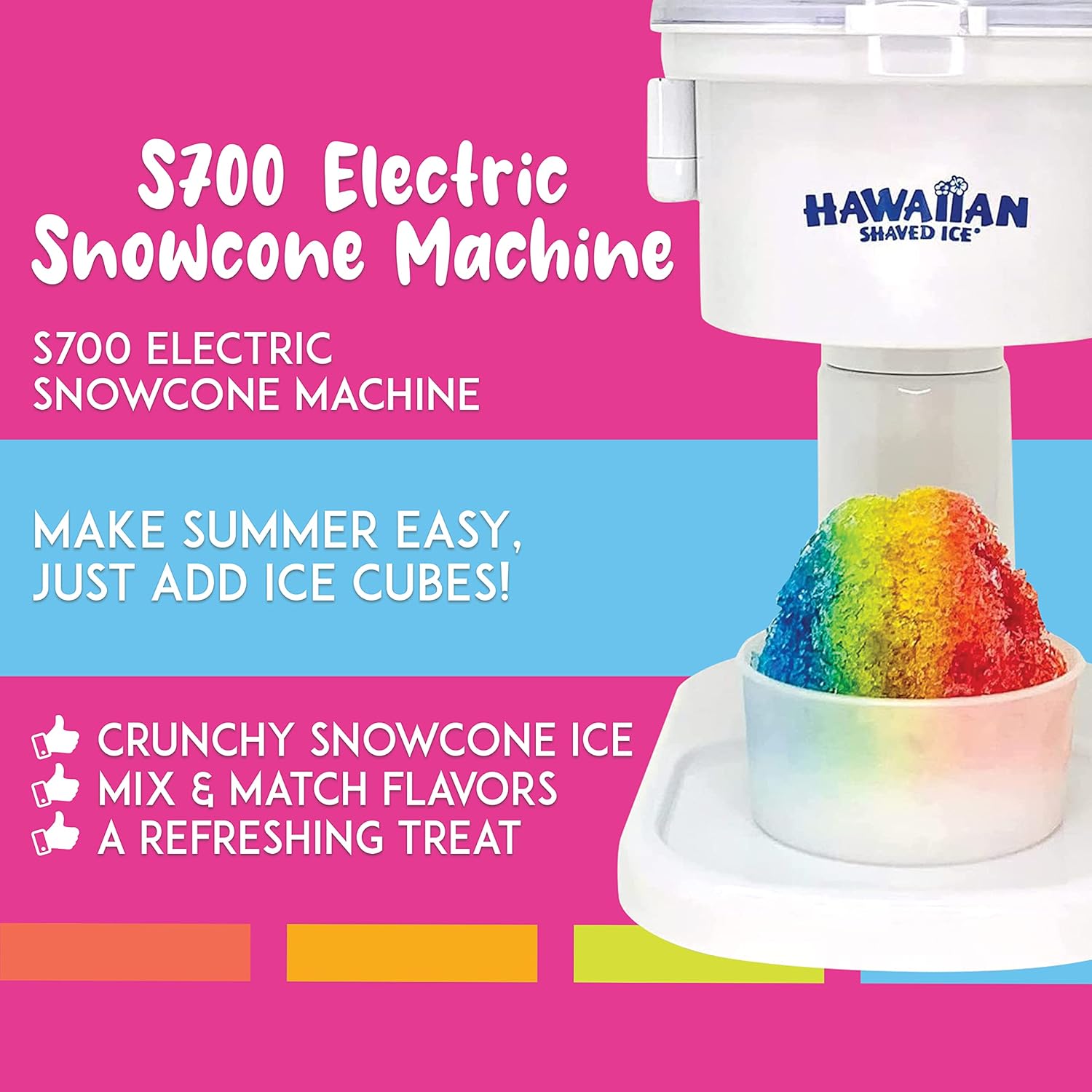 Hawaiian Shaved Ice Snow Cone Machine Package with 6 Flavoring Syrups and Party Ready Accessories