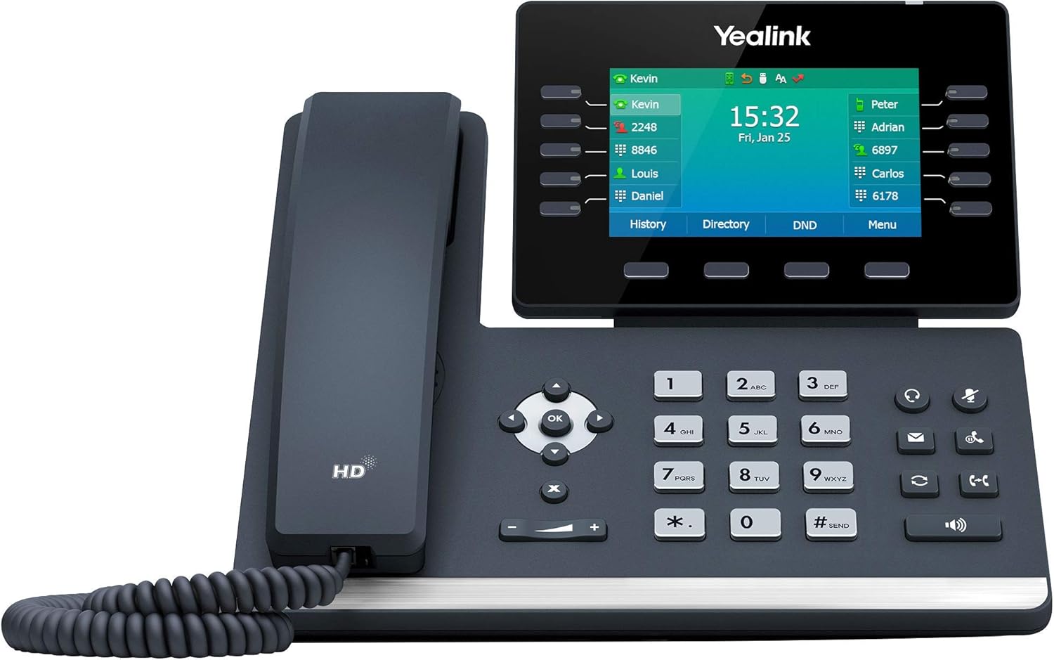 Yealink T54W IP Phone, 16 VoIP Accounts. 4.3-Inch Color Display. USB 2.0, 802.11ac Wi-Fi, Dual-Port Gigabit Ethernet, 802.3af PoE