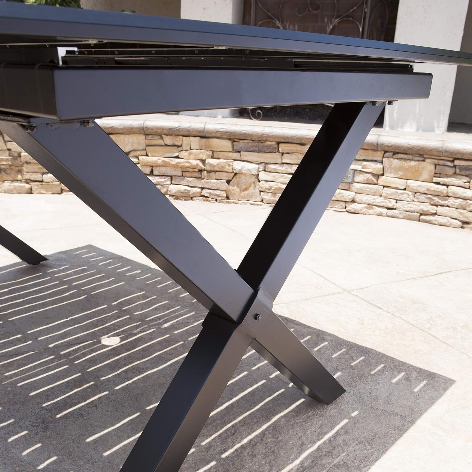 Christopher Knight Home Exuma Outdoor Expandable Cast Aluminum Rectangular Dining Table, Black