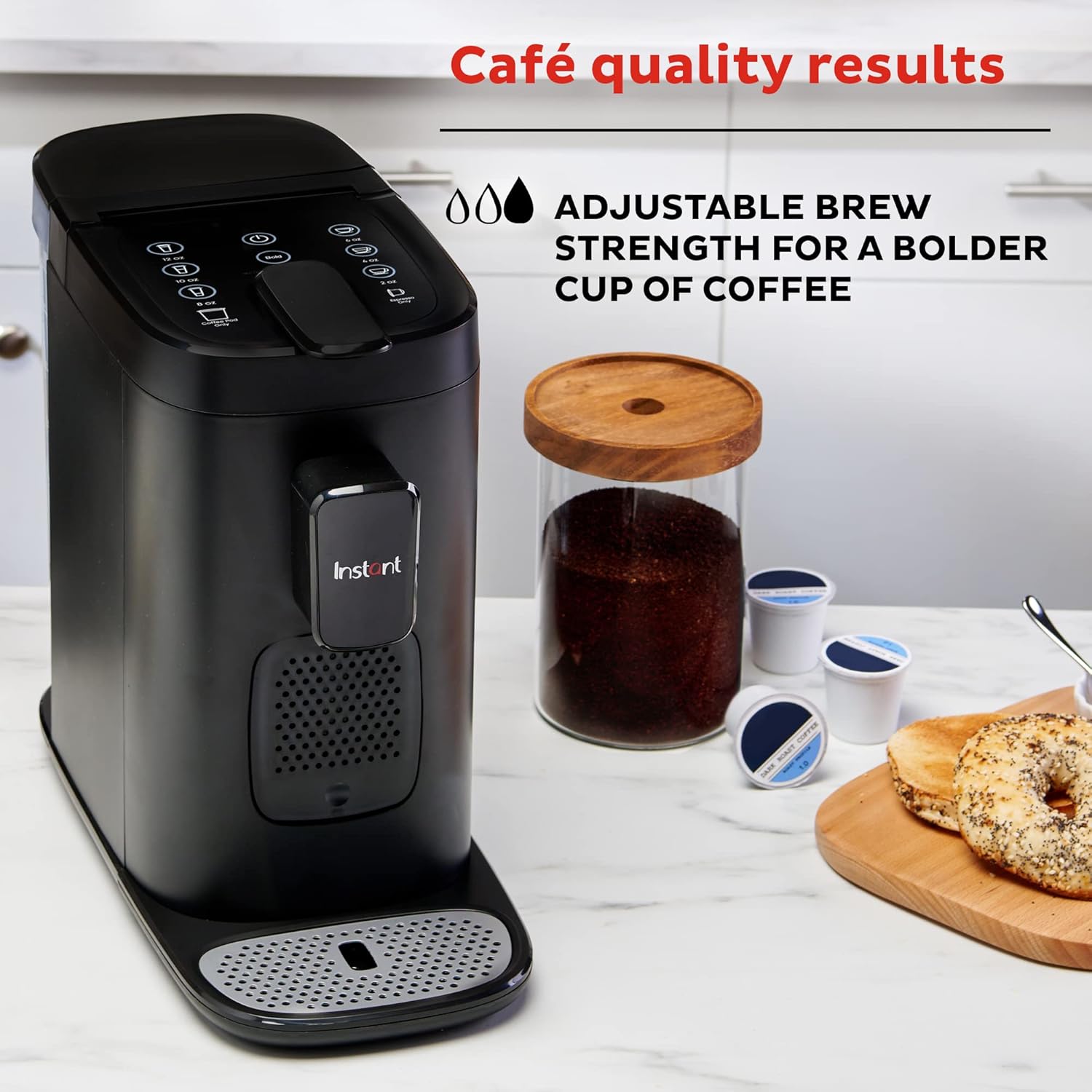 Instant Pot Pod, 3-in-1 Espresso, K-Cup Pod and Ground Coffee Maker, From the Makers of Instant Pot with Reusable Coffee Pod for Ground Coffee