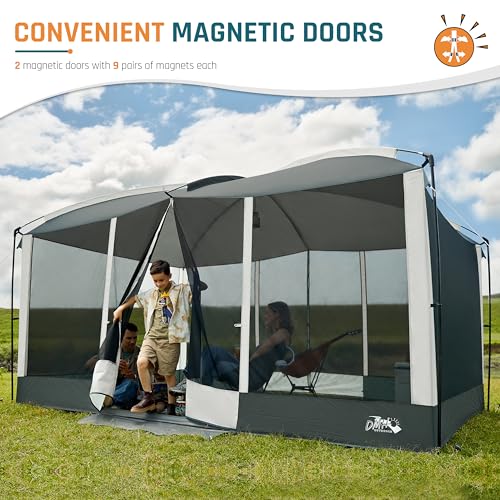 Screen House Tent 13x9ft Screen Room Mesh Gazebos w/ 2 Magnetic Doors, Included Projection Screen